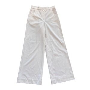 LVIR Off White Wide Leg Wool Blend Trousers High Waisted Pants Cream Small LV21S